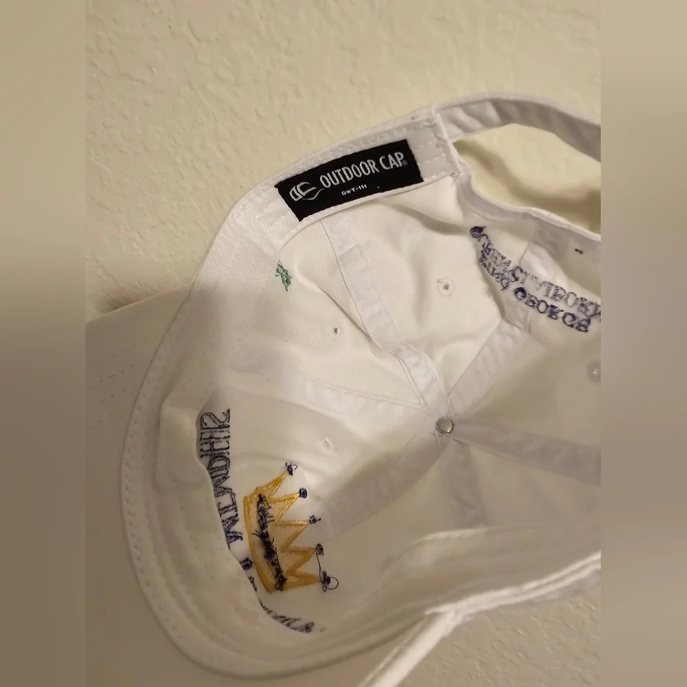 DC White Baseball Cap with Gold Crown Embroidery